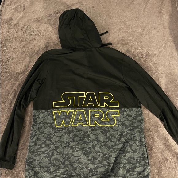 DISNEY WORLD STAR WARS REBEL BLACK & GOLD CAMO ZIP UP HOODIE MENS LG - Picture 2 of 4
